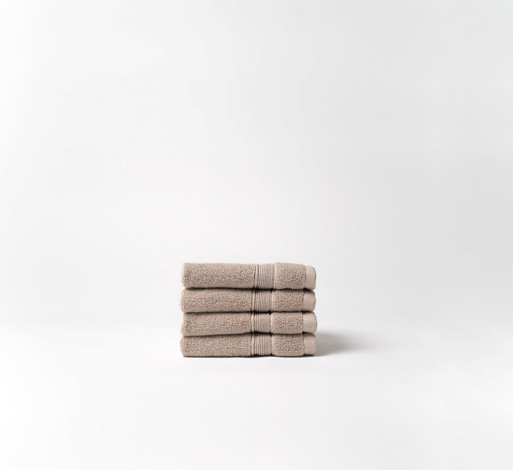 Sand washcloths folded with white background |Color:Sand
