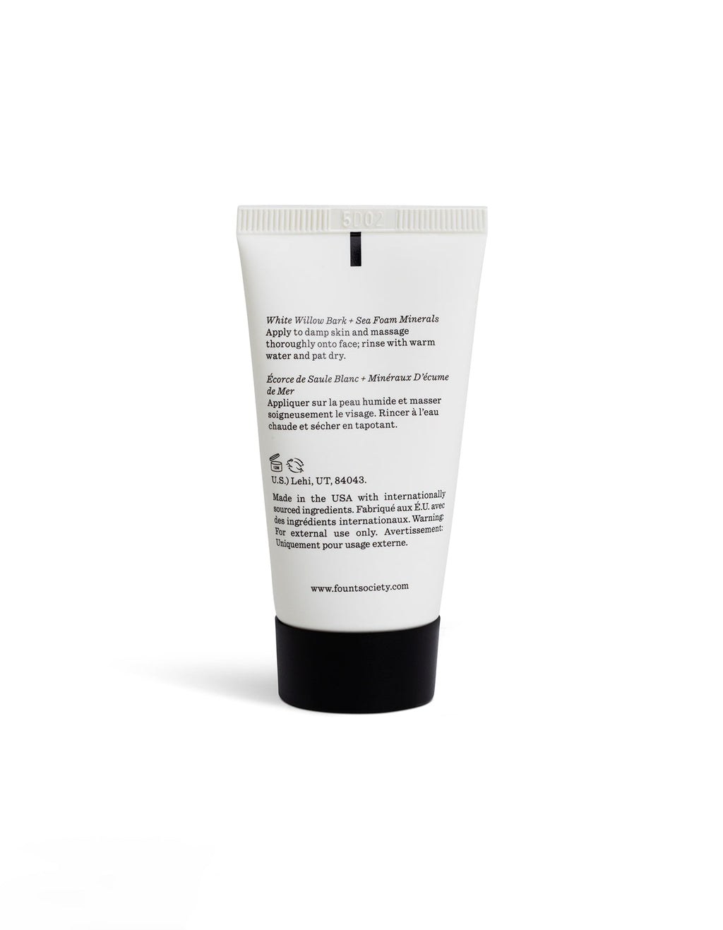A white tube of Cozy Earth Gel Cleanser stands upright on a white background, featuring black text on the back detailing ingredients and usage instructions.  |Size:Mini