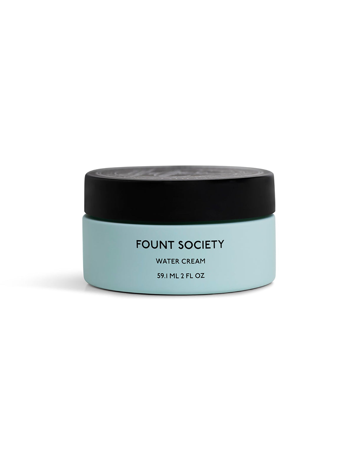 A blue jar of Cozy Earth Water Cream Moisturizer featuring a black lid, with a logo and the text "59 mL / 2 FL OZ" on a plain white background. |Size:Full Size