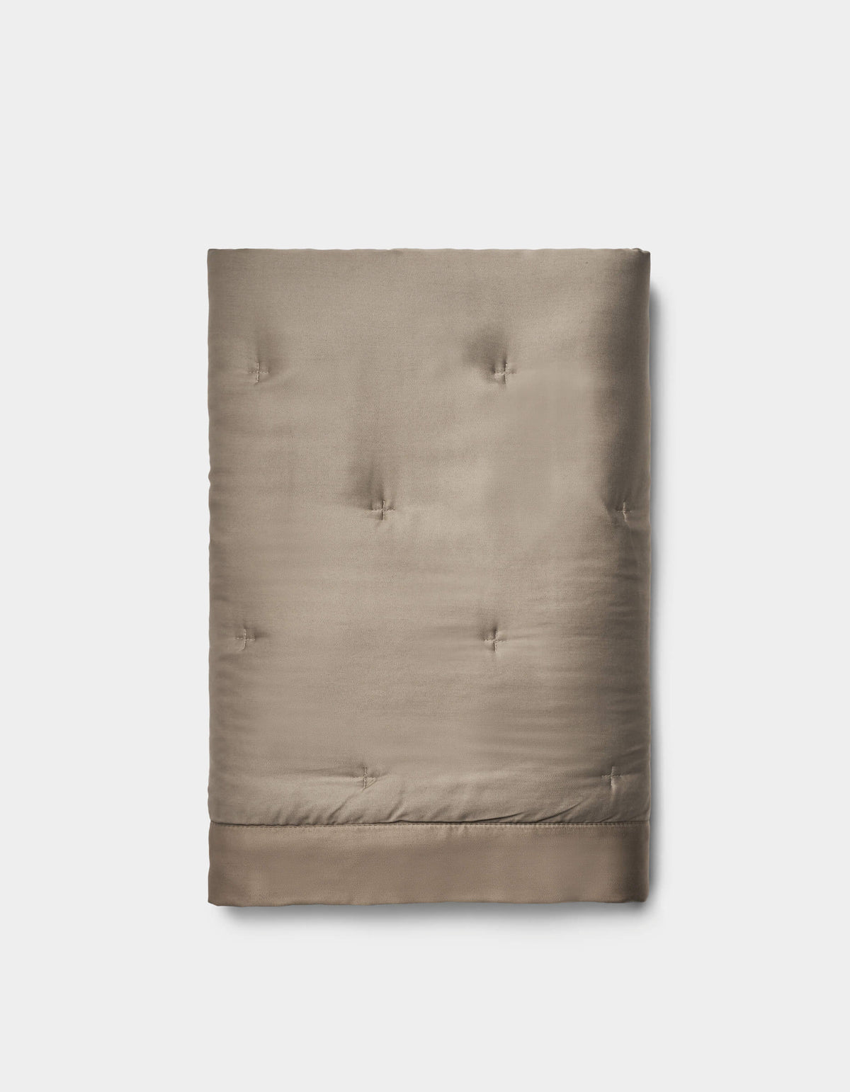 The Bamboo Quilted Shams by Cozy Earth feature a taupe color, quilted design, smooth texture, and subtle tufted stitching, beautifully displayed against a plain white background.|Color:Walnut