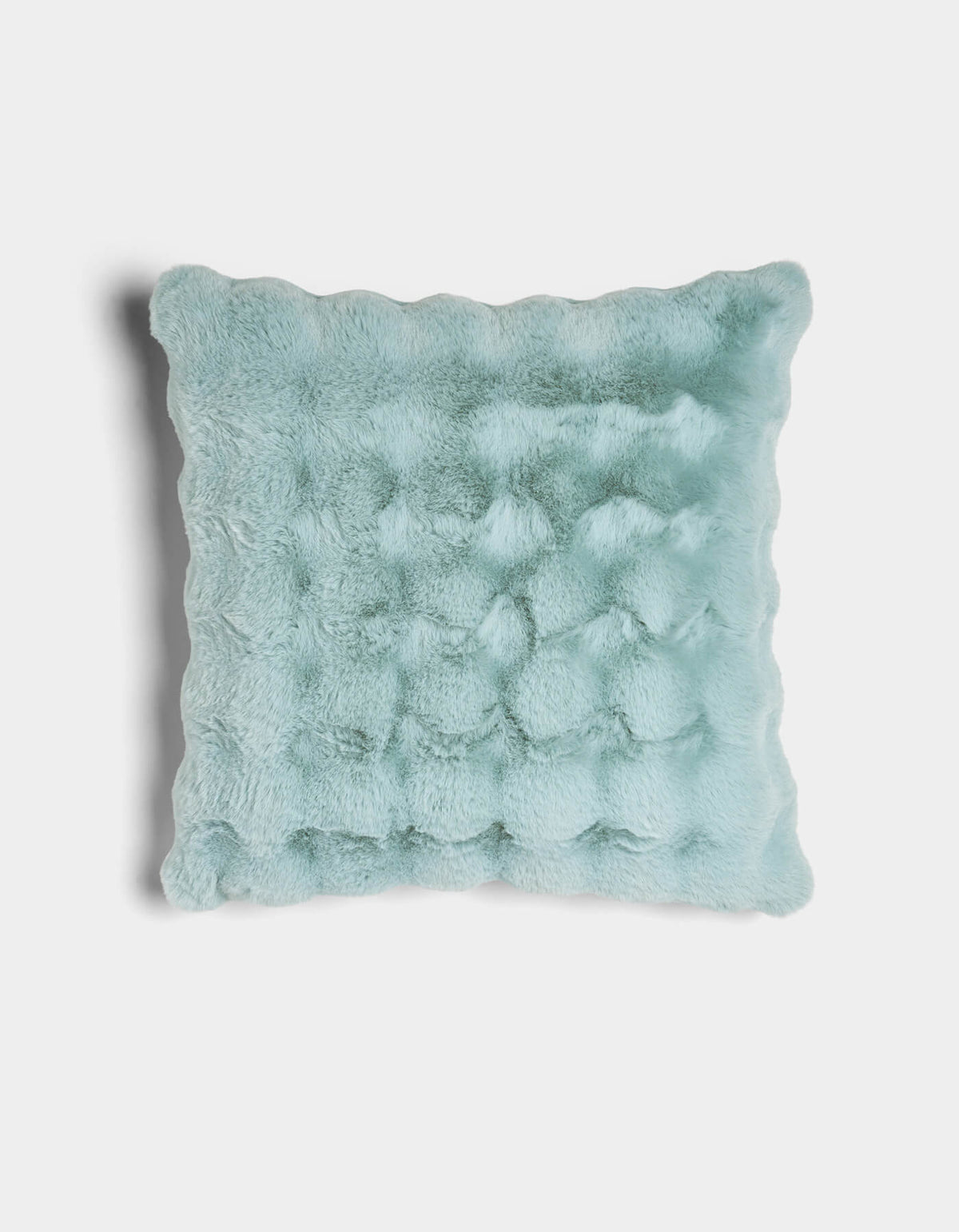 The Cozy Earth Bubble Cuddle Pillow is a square, light blue plush pillow with a soft, fuzzy texture and gently wavy edges, displayed against a plain white background.|Color:Tide |Size:24" x 24"