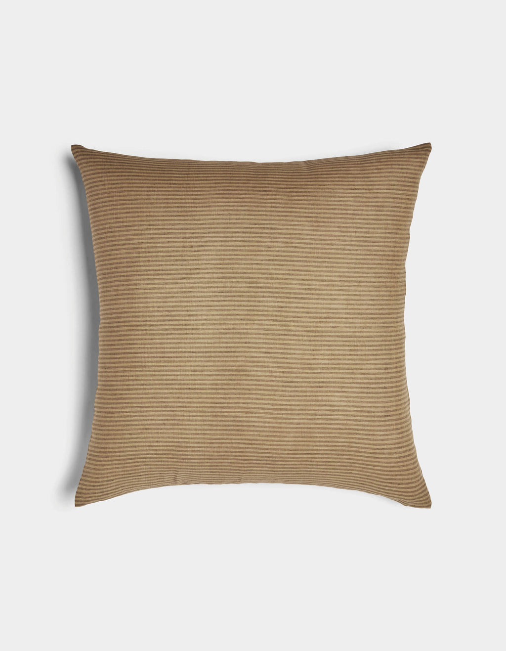 The Cozy Earth Striped Throw Pillow features a light brown, corduroy-textured fabric cover and is displayed against a white background.|Color:Medium Stripe Sable and Sandalwood |Size:24" x 24"