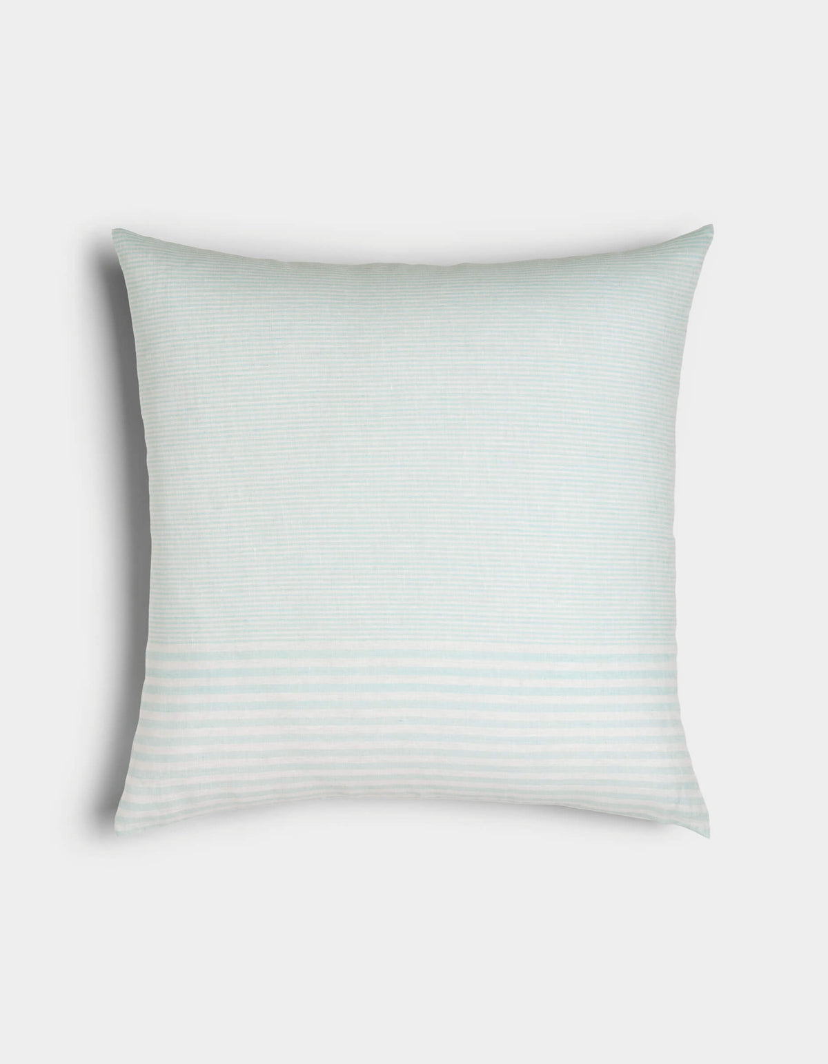 The Cozy Earth Striped Throw Pillow features light blue and white horizontal stripes and a rectangular shape, displayed on a plain white background.|Color:Mixed Stripe Tide and Sea Salt |Size:24" x 24"