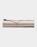 The Cozy Earth Bamboo Flat Sheet, neatly folded in light beige, is displayed on a plain white background.|Color:Driftwood
