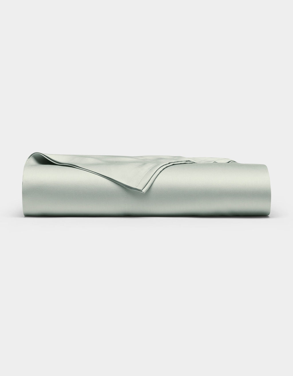 The Cozy Earth Bamboo Flat Sheet, in a light gray shade, is shown neatly folded with smooth edges on a plain white background.|Color:Laurel