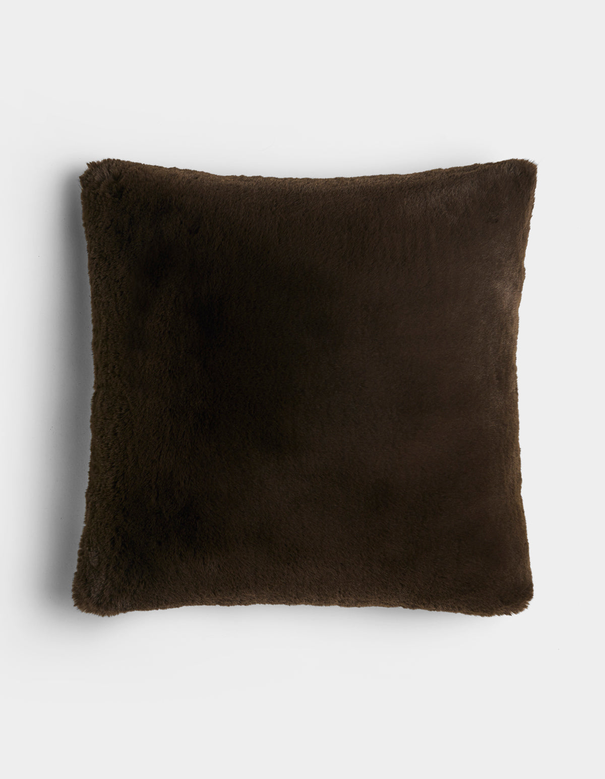 The Cozy Earth Cuddle Pillow is a square, dark brown plush pillow with a soft, fuzzy texture, displayed against a plain white background.|Color:Espresso |Size:Euro