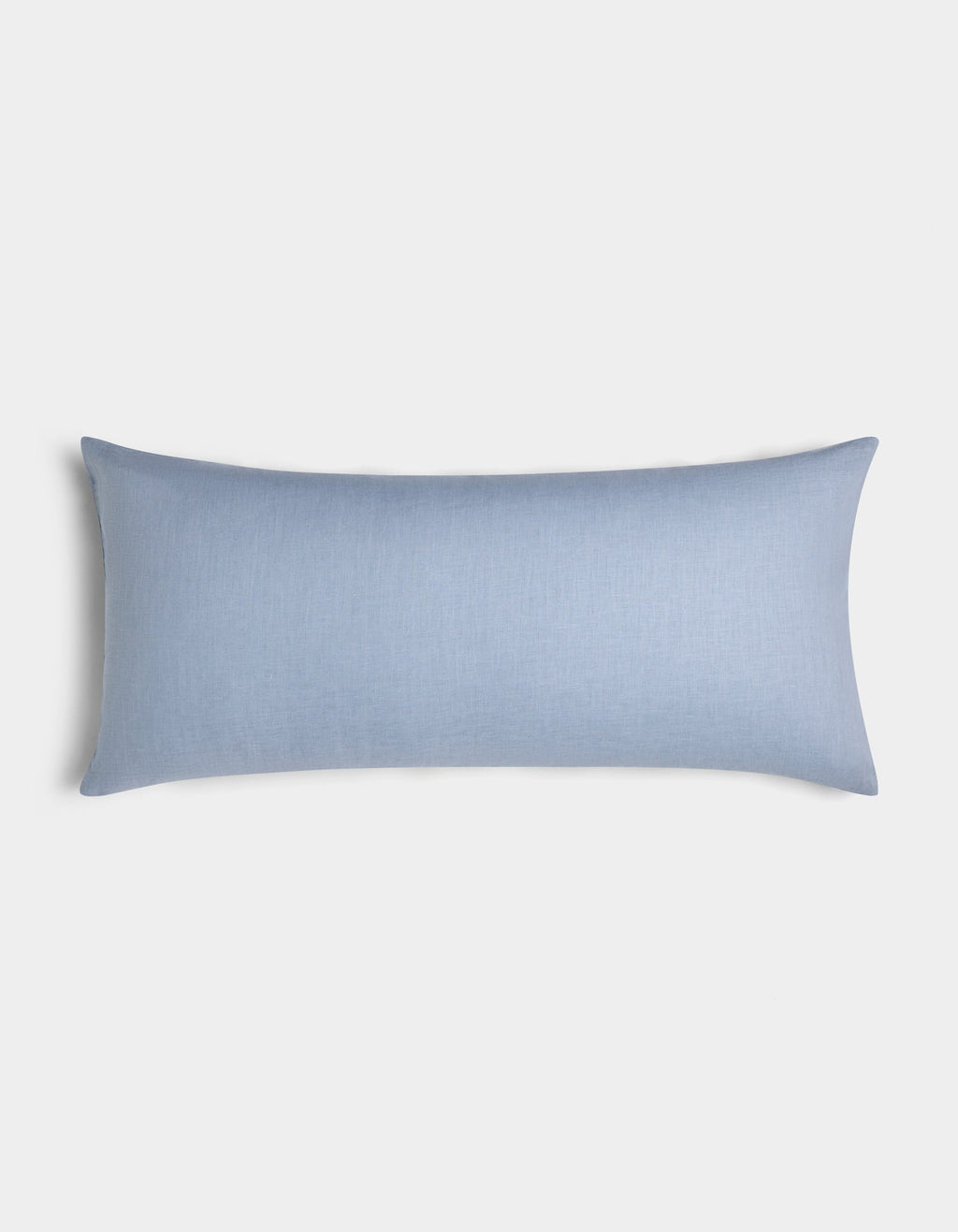 The Cozy Earth Linen Throw Pillow features a light blue rectangular design with a smooth fabric cover, shown against a plain white background.|Color:Breeze |Size:14" x 30"