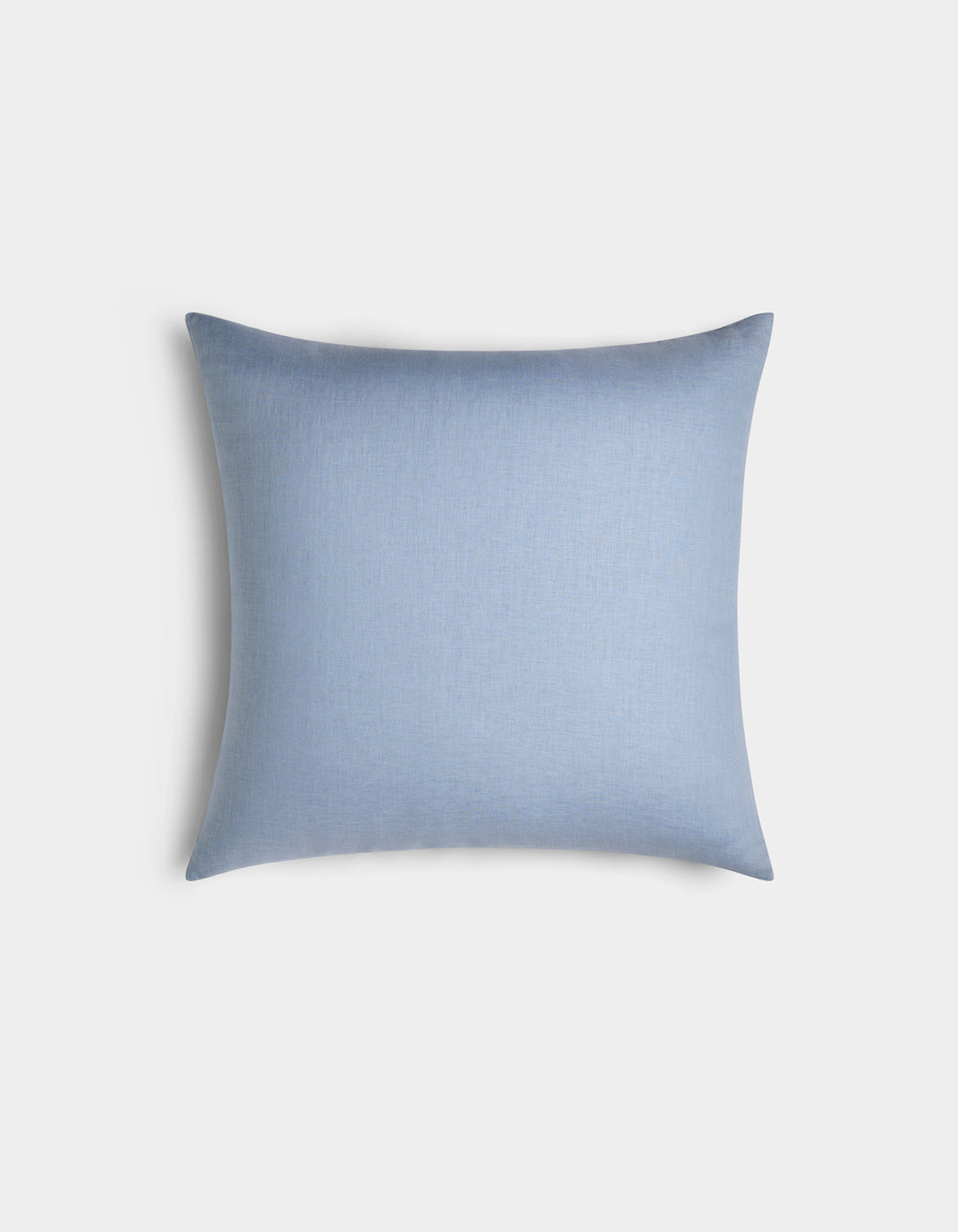 The Cozy Earth Linen Throw Pillow is rectangular, light blue, and features a smooth, plain surface, displayed on a white background.|Color:Breeze |Size:20" x 20"