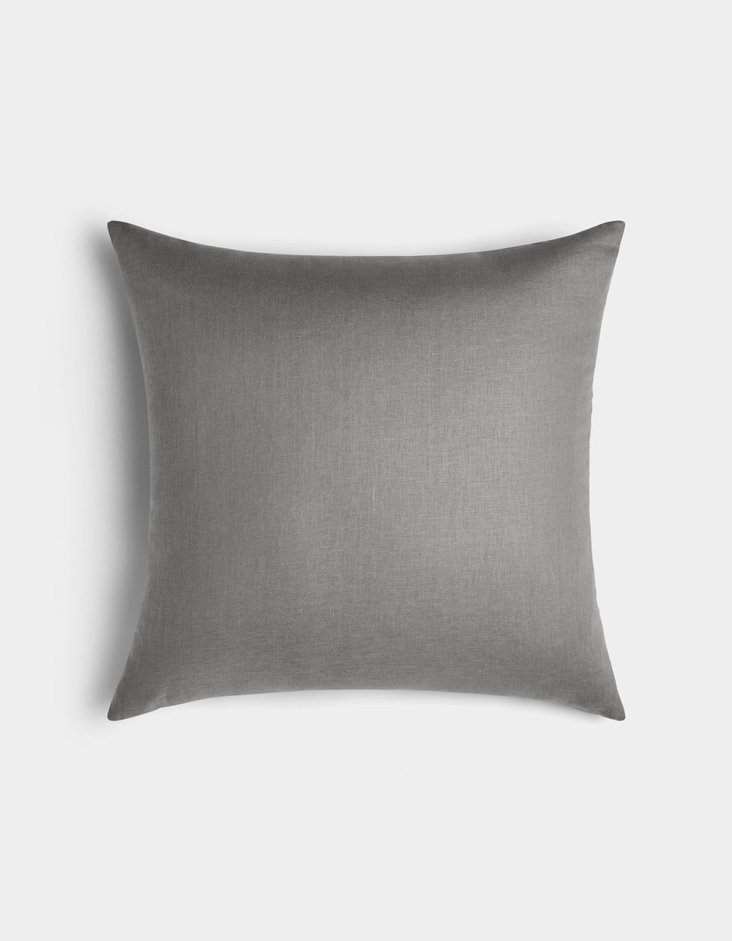 The Linen Throw Pillow by Cozy Earth is rectangular and gray, featuring a smooth, solid-colored fabric cover. It is displayed against a plain white background.|Color:Steel |Size:24" x 24"