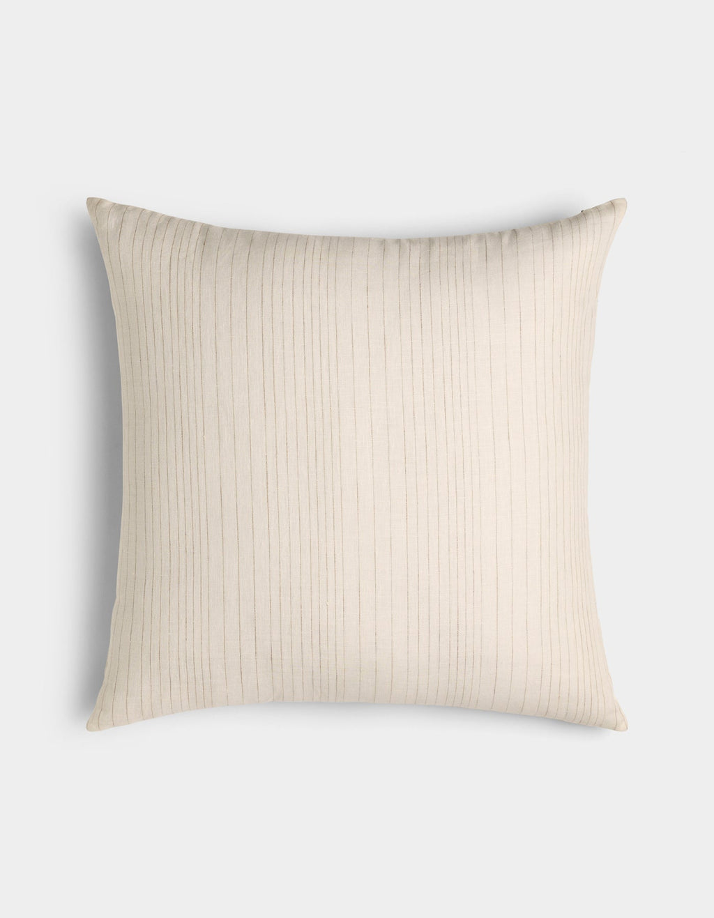 The Cozy Earth Striped Throw Pillow is a square, cream-colored accent with subtle vertical pinstripes, displayed against a white background.|Color:Ecru|Size:24" x 24"