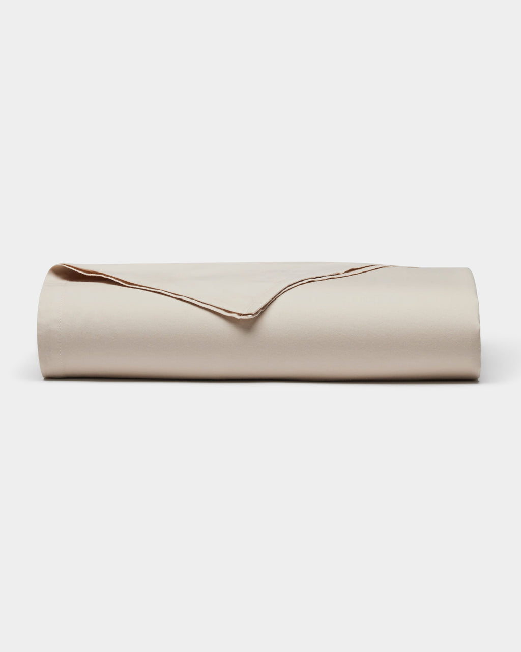 The Cozy Earth Soft-Wash Cotton Flat Sheet, neatly folded with one corner turned over to display its smooth texture and edges, is shown against a plain white background.|Color:Driftwood