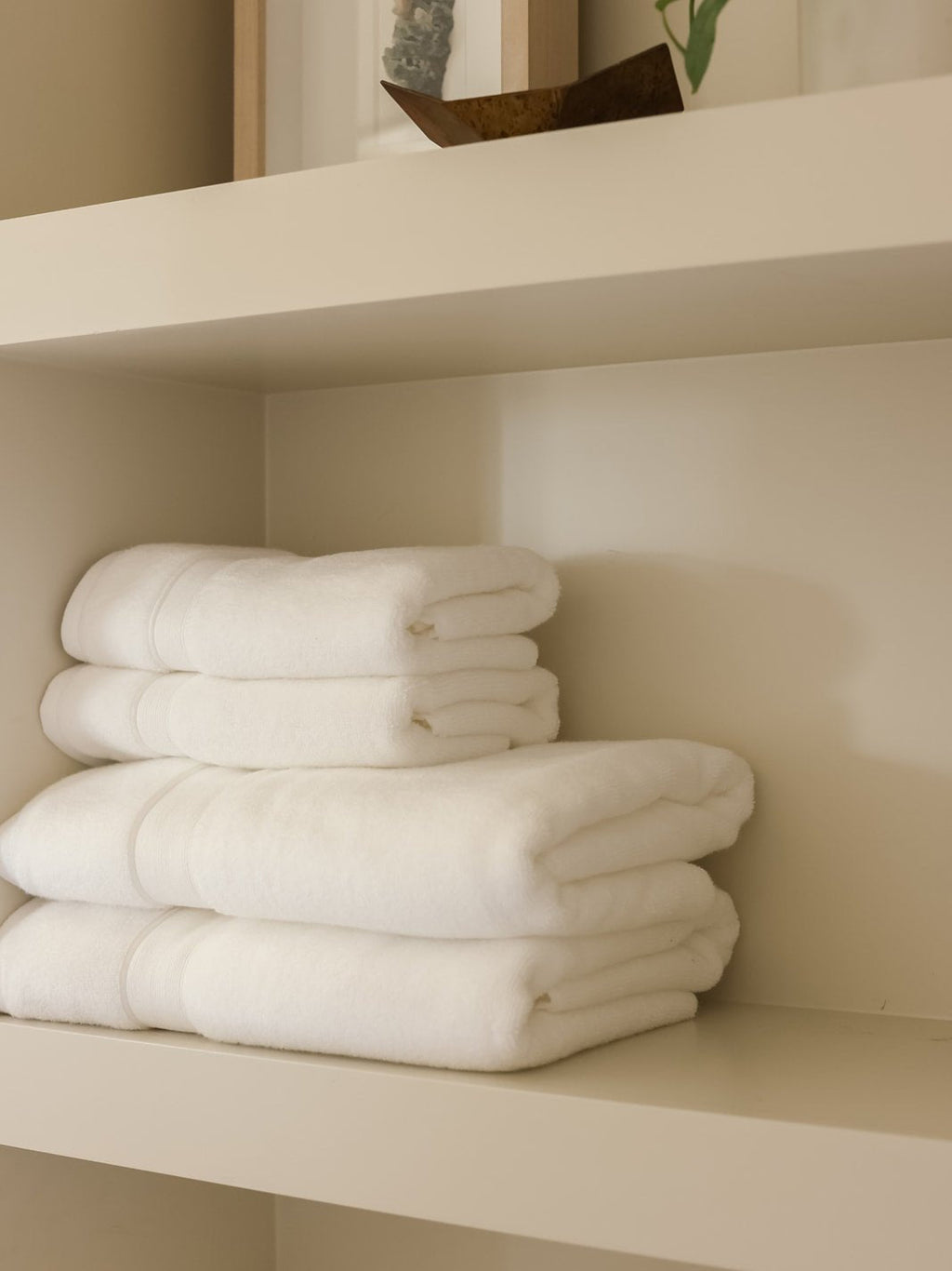 White towels folded on shelf |Color:White