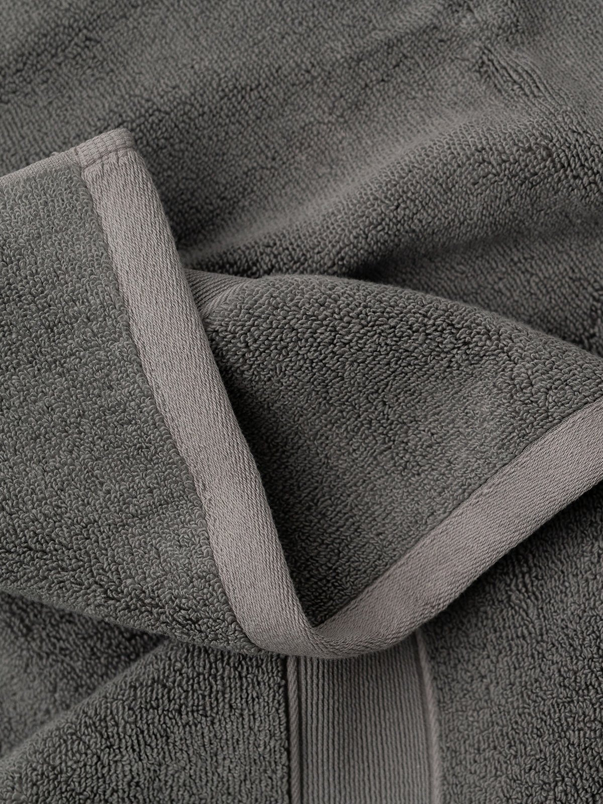 Close up of charcoal luxe towel |Color:Charcoal