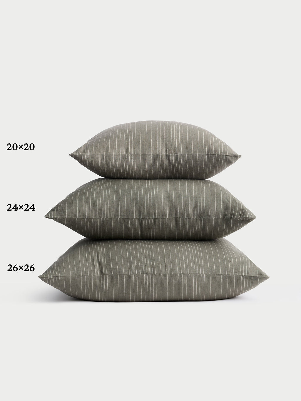 Cozy Earth striped throw pillow with plain white background |Color:Smoke|Size:24" x 24"