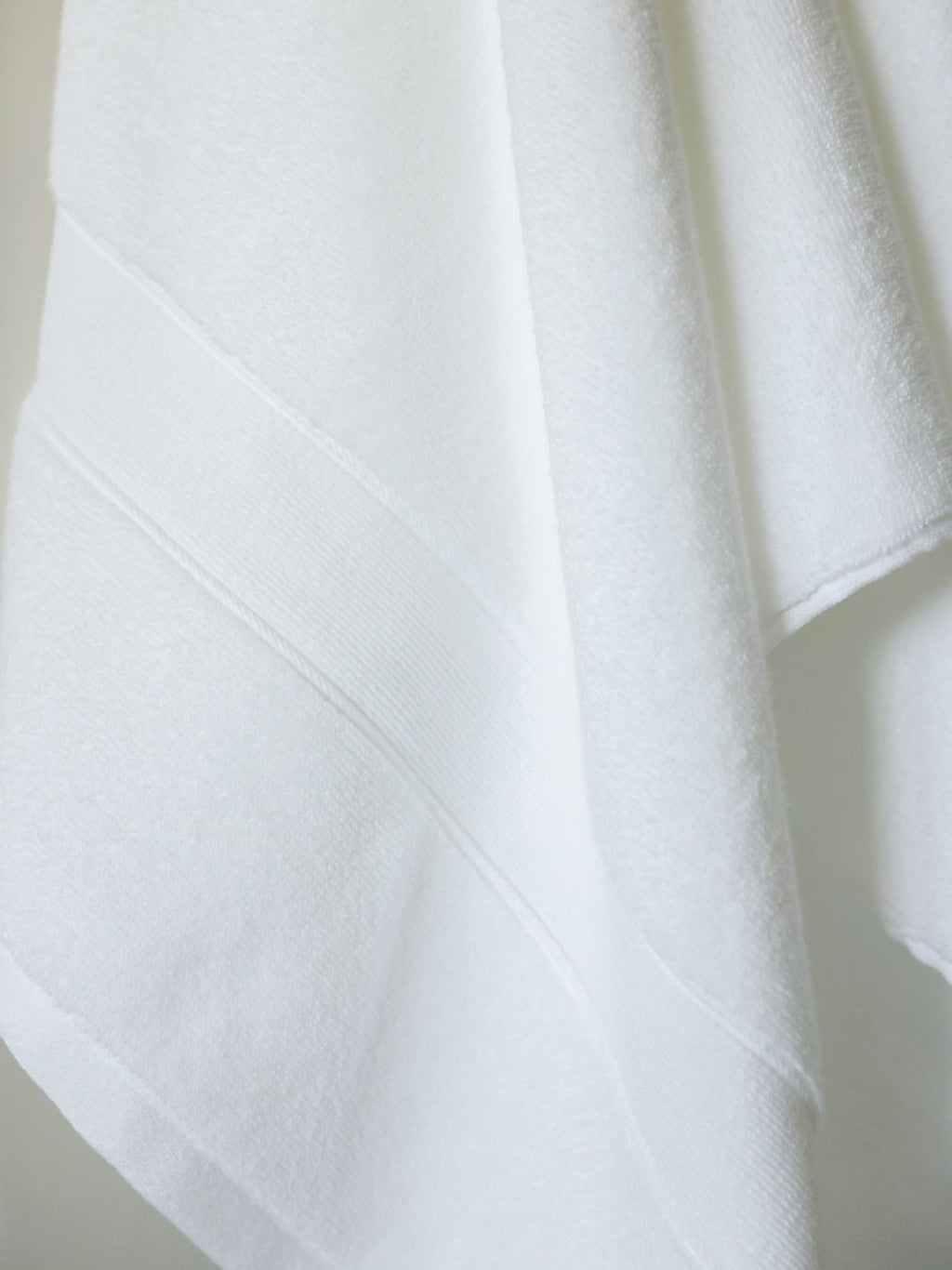 Close up of white luxe bath towel |Color:White