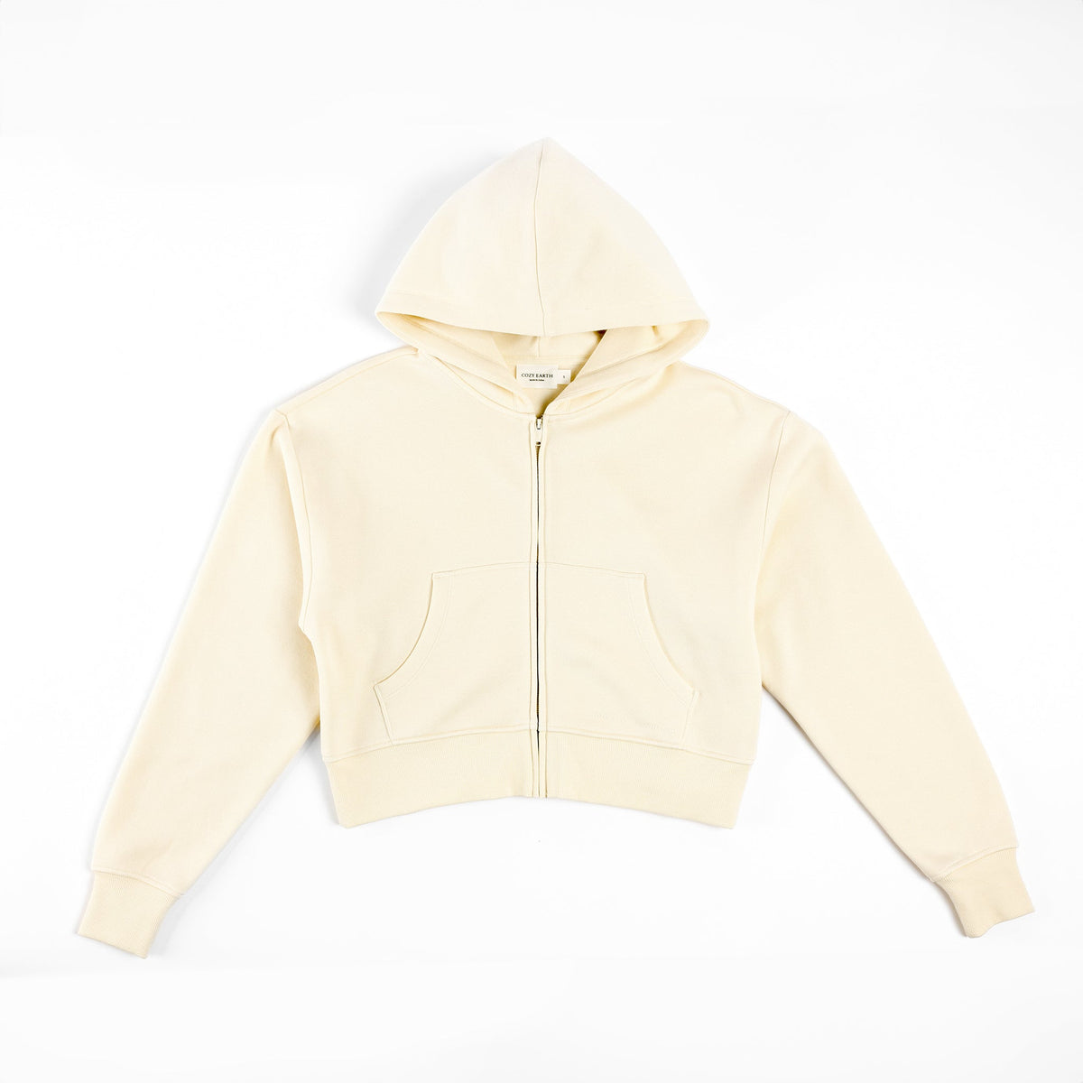 Alabaster CityScape Cropped Full Zip with white background |Color: Alabaster