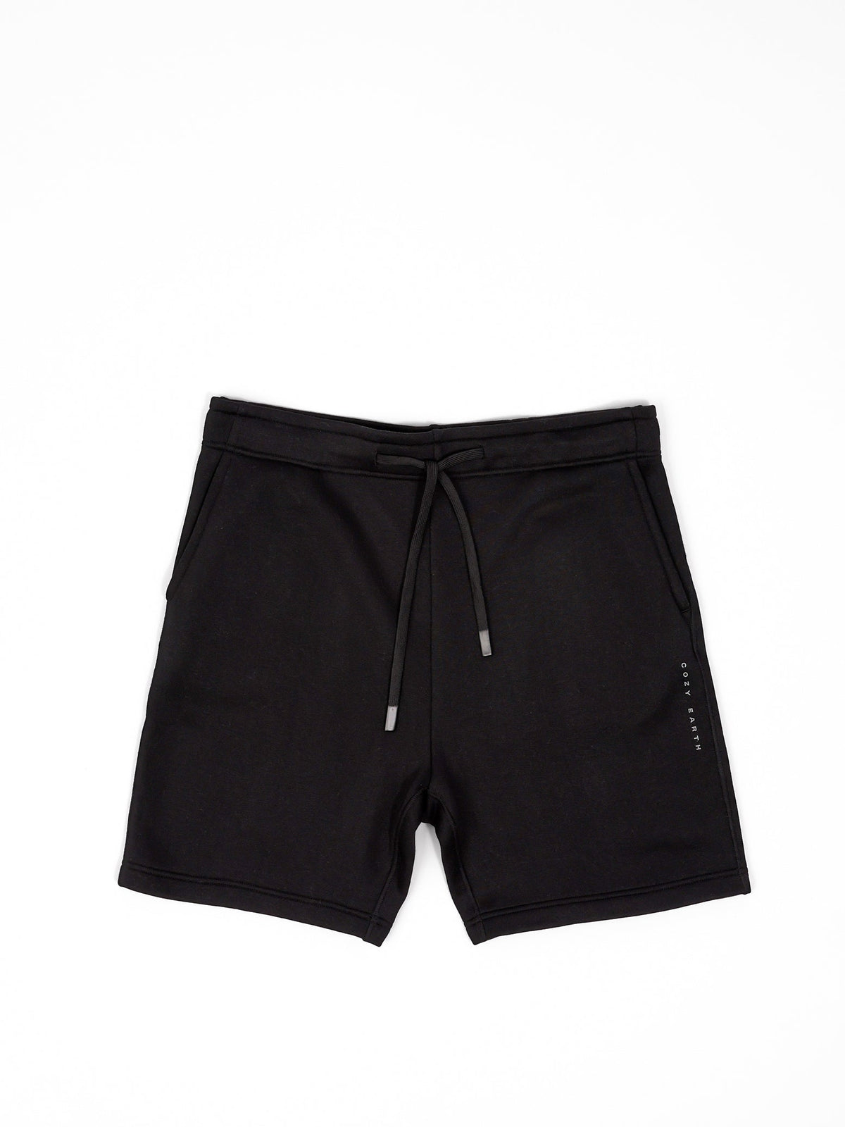 Flat lay of black cityscape shorts with white background |Color:Black