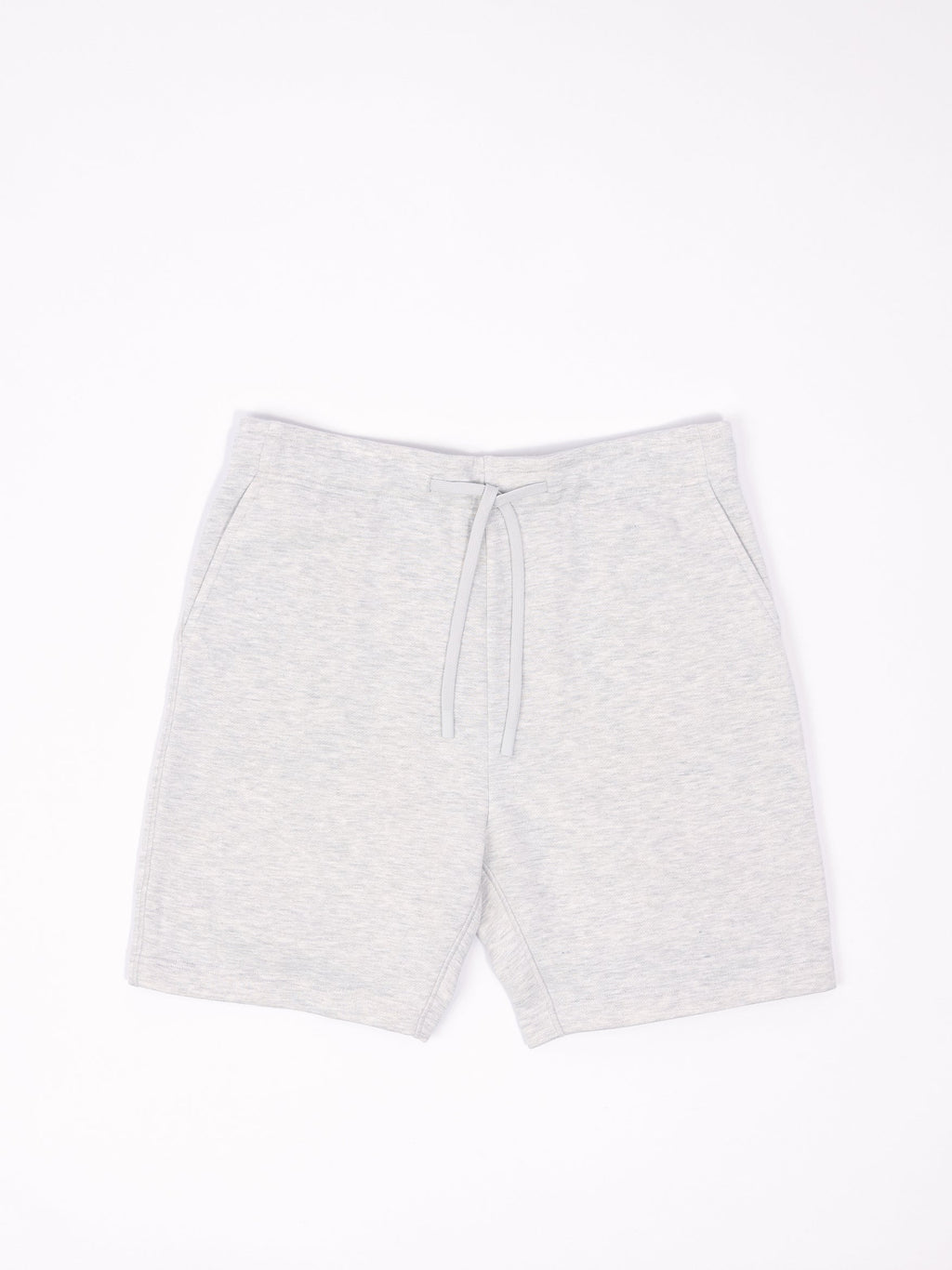 Flat lay of heather grey cityscape shorts with white background |Color:Heather Grey