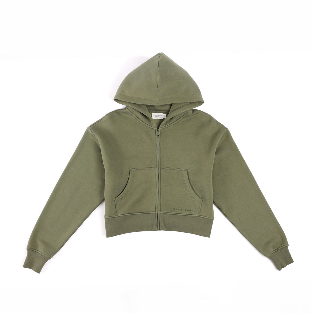 Juniper CityScape Cropped Full Zip with white background |Color: Juniper