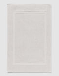 The Cozy Earth Classic Bath Mat features a rectangular shape, light color, subtle textured pattern, and elegant double border design on the edges.|Color:Light Grey