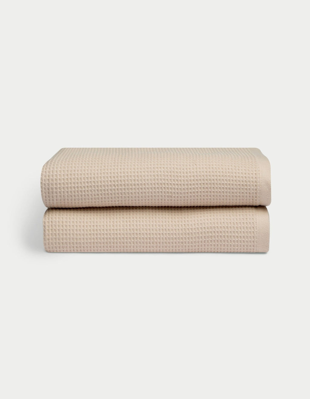 Waffle Bath towels in the color Sand. Photo of Sand Waffle Bath towels taken with white background. |Color:Sand