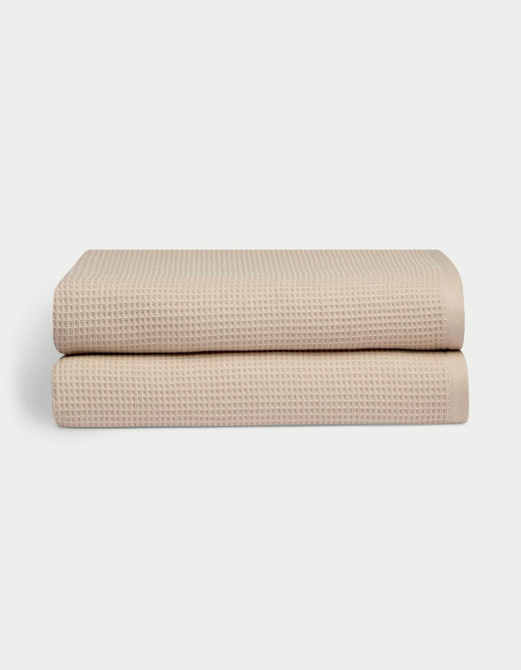 Waffle Bath Sheets in the color sand. Photo of Waffle Bath Sheets taken with white a background. |Color:Sand