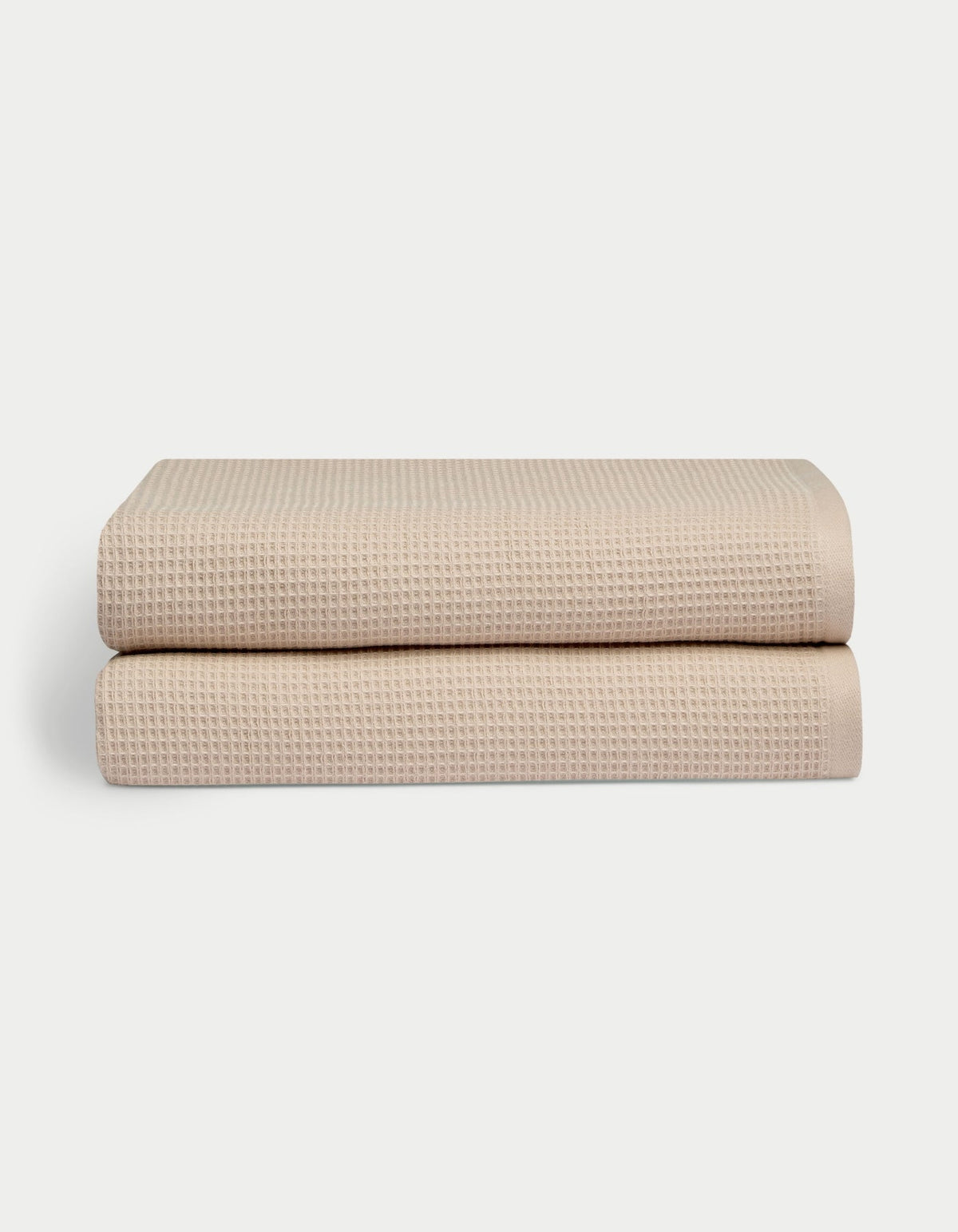 Waffle Bath Sheets in the color sand. Photo of Waffle Bath Sheets taken with white a background. |Color:Sand